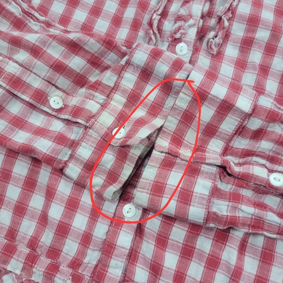 Sundance Top Womens L Red Gingham Check Ruffle Button Shirt Prairie Cottagecore - Picture 4 of 9